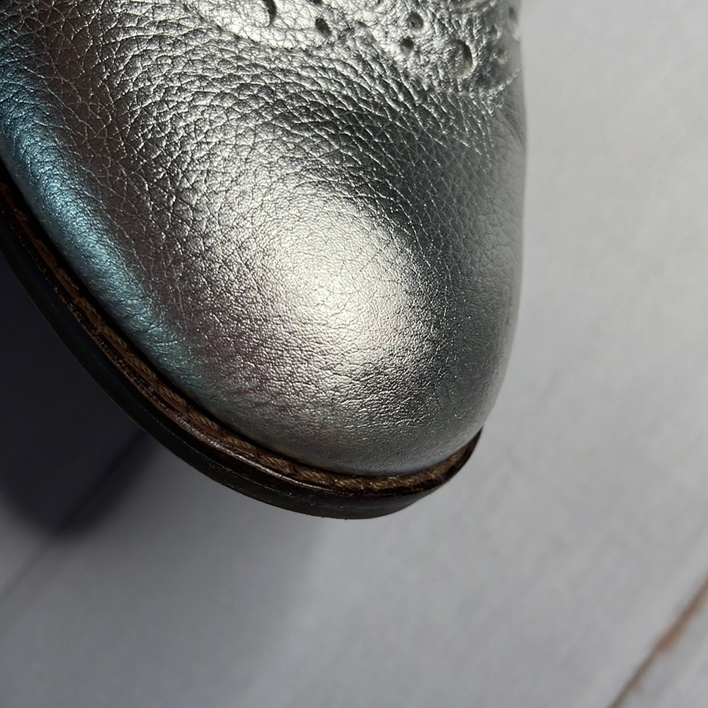 Vionic 10 Hadley Oxford Shoes Silver Wingtips Ladies Lace Up Dressy Rockabilly - Picture 12 of 17